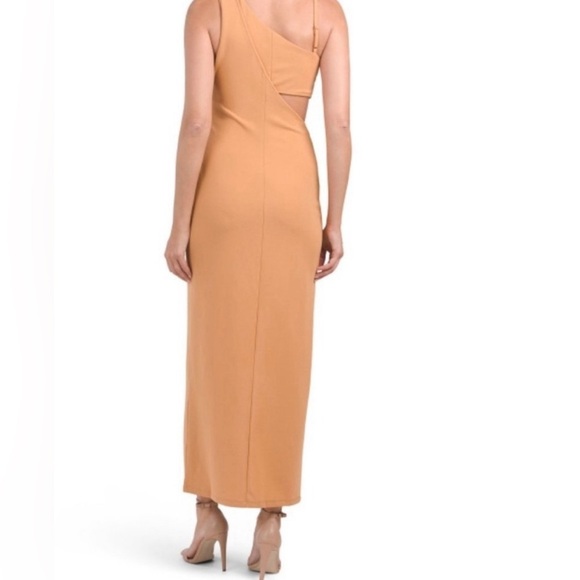 The Rachel Rachel Roy Dresses Cutout One Shoulder Maxi Gown Sandlewood Size XL - Picture 3 of 6
